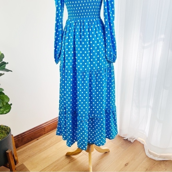 💋Anthropologie Dolan polka dots light blue maxi dress size S - Picture 9 of 16